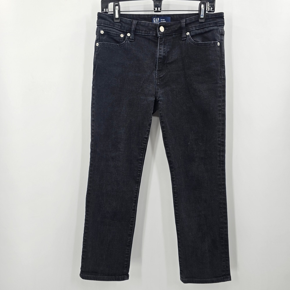 Gap Jeans Womens 10/30S Denim Classic Straight Black Wash Stretch Mid Rise
